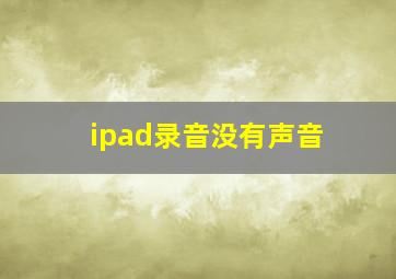 ipad录音没有声音