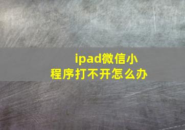 ipad微信小程序打不开怎么办