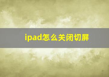 ipad怎么关闭切屏