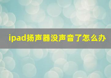 ipad扬声器没声音了怎么办