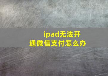 ipad无法开通微信支付怎么办