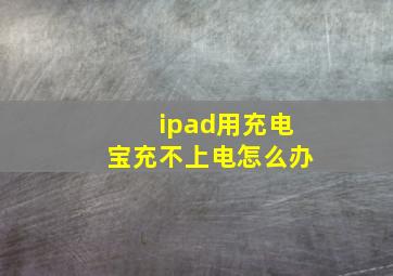 ipad用充电宝充不上电怎么办