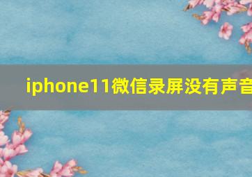 iphone11微信录屏没有声音