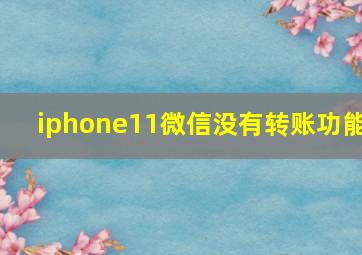 iphone11微信没有转账功能