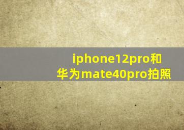 iphone12pro和华为mate40pro拍照