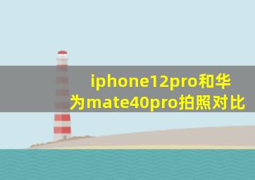 iphone12pro和华为mate40pro拍照对比