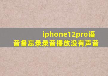 iphone12pro语音备忘录录音播放没有声音