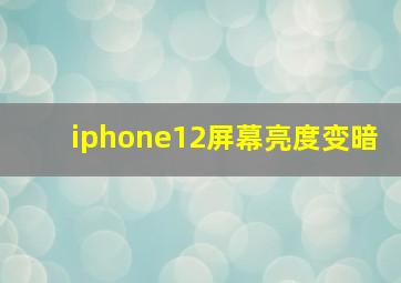 iphone12屏幕亮度变暗