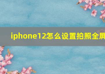 iphone12怎么设置拍照全屏