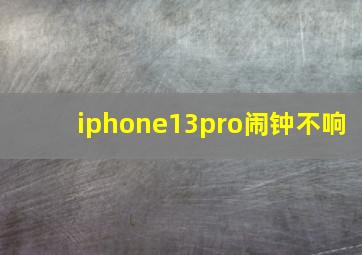 iphone13pro闹钟不响