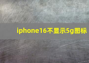 iphone16不显示5g图标