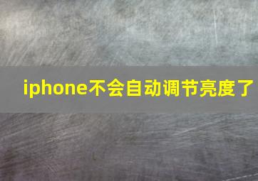 iphone不会自动调节亮度了