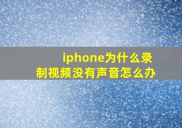 iphone为什么录制视频没有声音怎么办