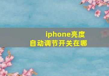 iphone亮度自动调节开关在哪