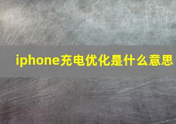 iphone充电优化是什么意思