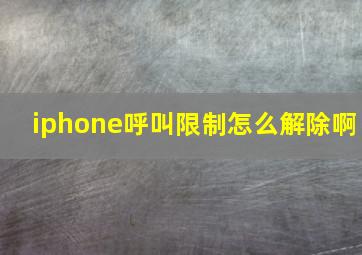 iphone呼叫限制怎么解除啊