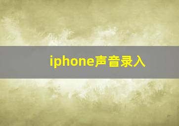 iphone声音录入