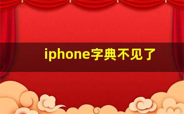 iphone字典不见了