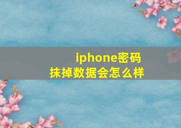 iphone密码抹掉数据会怎么样