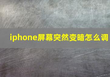 iphone屏幕突然变暗怎么调