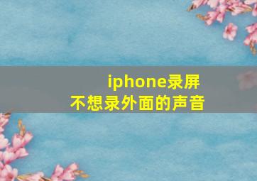 iphone录屏不想录外面的声音