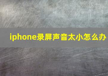 iphone录屏声音太小怎么办