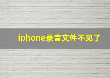 iphone录音文件不见了