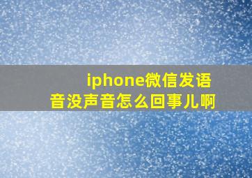 iphone微信发语音没声音怎么回事儿啊