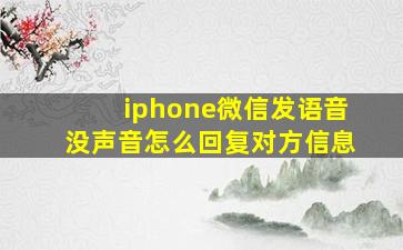 iphone微信发语音没声音怎么回复对方信息