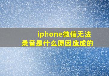 iphone微信无法录音是什么原因造成的