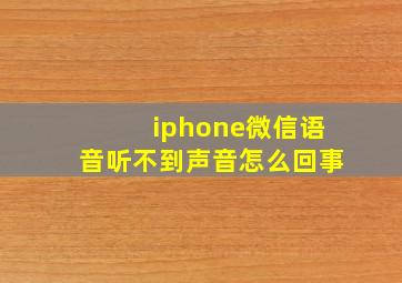 iphone微信语音听不到声音怎么回事