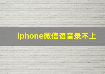 iphone微信语音录不上