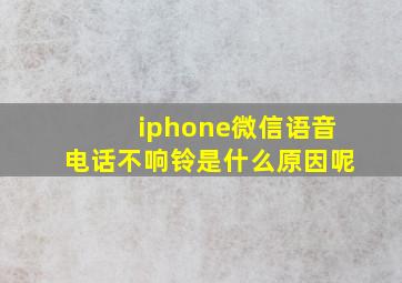 iphone微信语音电话不响铃是什么原因呢