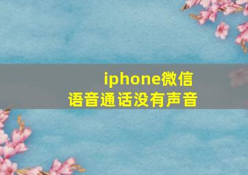 iphone微信语音通话没有声音