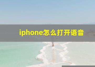 iphone怎么打开语音