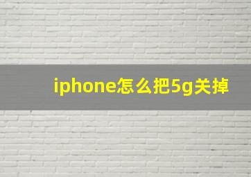 iphone怎么把5g关掉