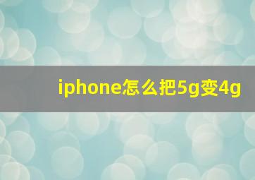 iphone怎么把5g变4g