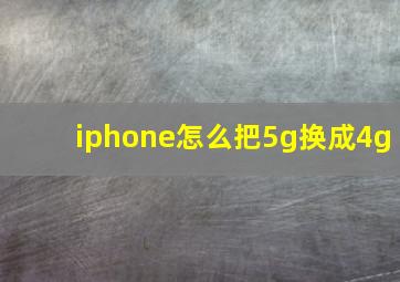 iphone怎么把5g换成4g