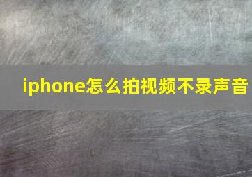 iphone怎么拍视频不录声音