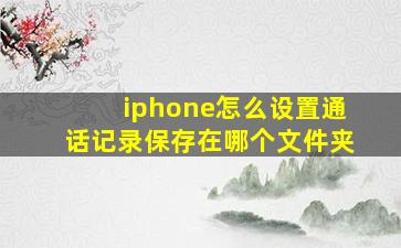 iphone怎么设置通话记录保存在哪个文件夹