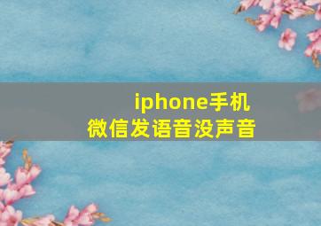 iphone手机微信发语音没声音