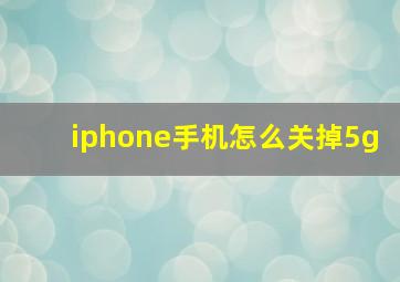 iphone手机怎么关掉5g