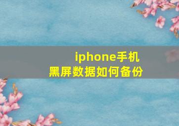 iphone手机黑屏数据如何备份