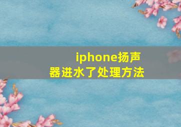 iphone扬声器进水了处理方法