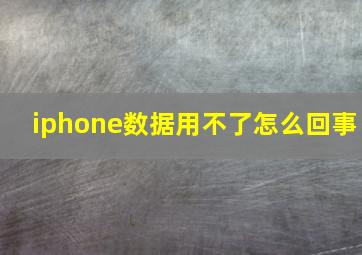 iphone数据用不了怎么回事