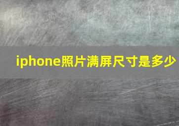 iphone照片满屏尺寸是多少