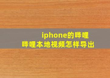 iphone的哔哩哔哩本地视频怎样导出