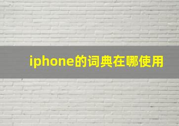 iphone的词典在哪使用