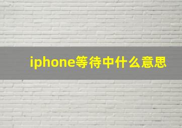 iphone等待中什么意思