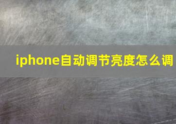 iphone自动调节亮度怎么调